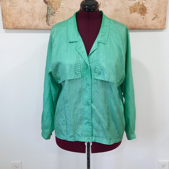 Vtg 90s green windbreaker jacket - Diane Von Furstenberg - Picture 2 of 11